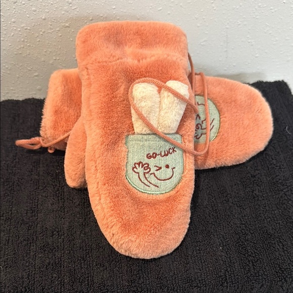 Orange Plush Mittens for Cozy Comfort - Picture 1 of 3